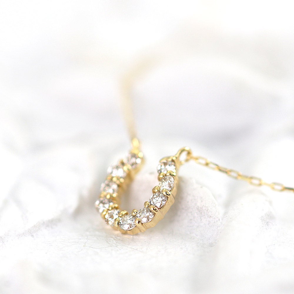 K18YG ダイヤモンド 馬蹄（ホースシュー）ネックレス_04