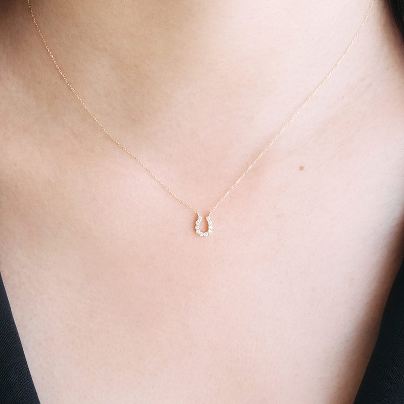 K18YG ダイヤモンド 馬蹄（ホースシュー）ネックレス_05