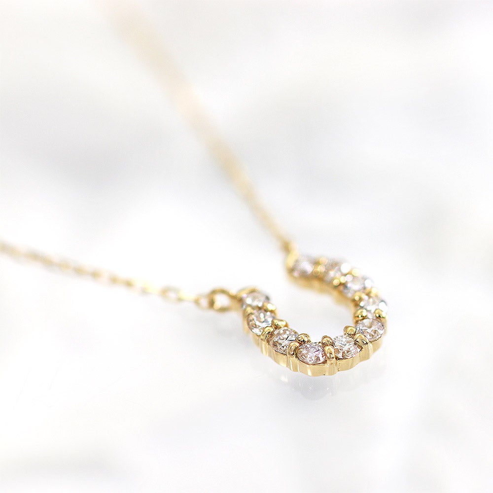 K18YG ダイヤモンド 馬蹄（ホースシュー）ネックレス_09