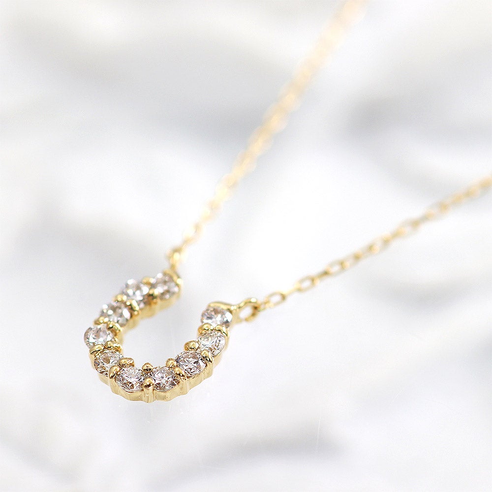 K18YG ダイヤモンド 馬蹄（ホースシュー）ネックレス_11