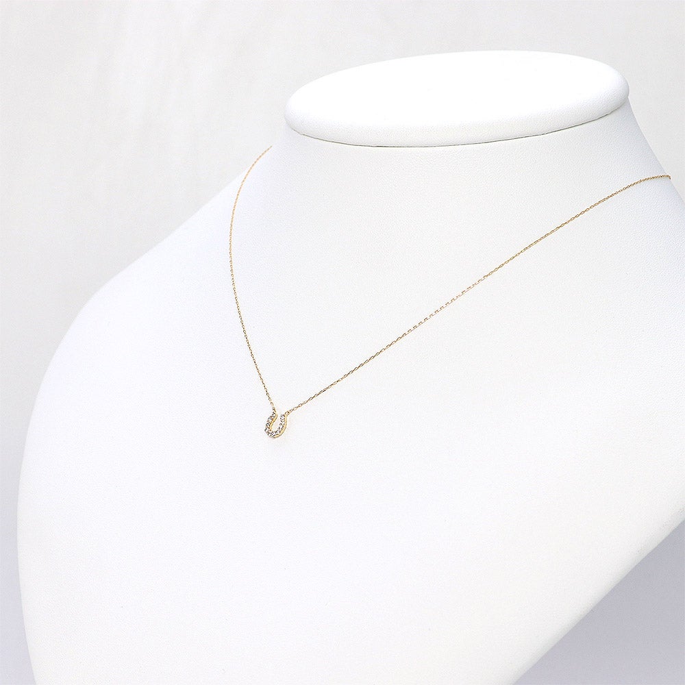 K18YG ダイヤモンド 馬蹄（ホースシュー）ネックレス_12