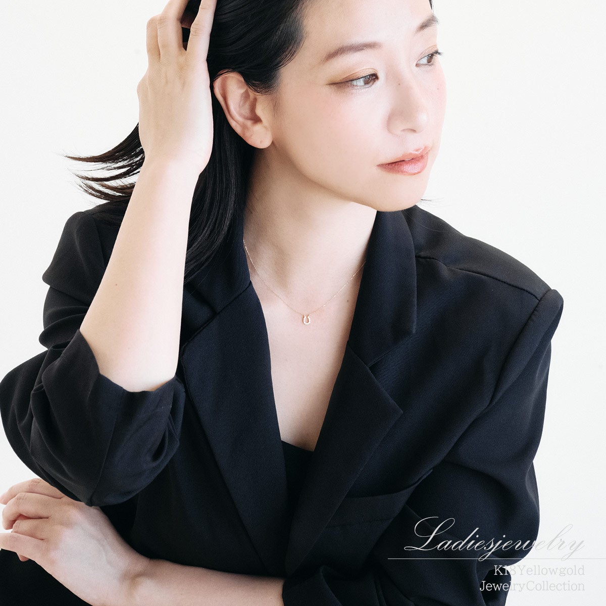 K18YG ダイヤモンド 馬蹄（ホースシュー）ネックレス_13