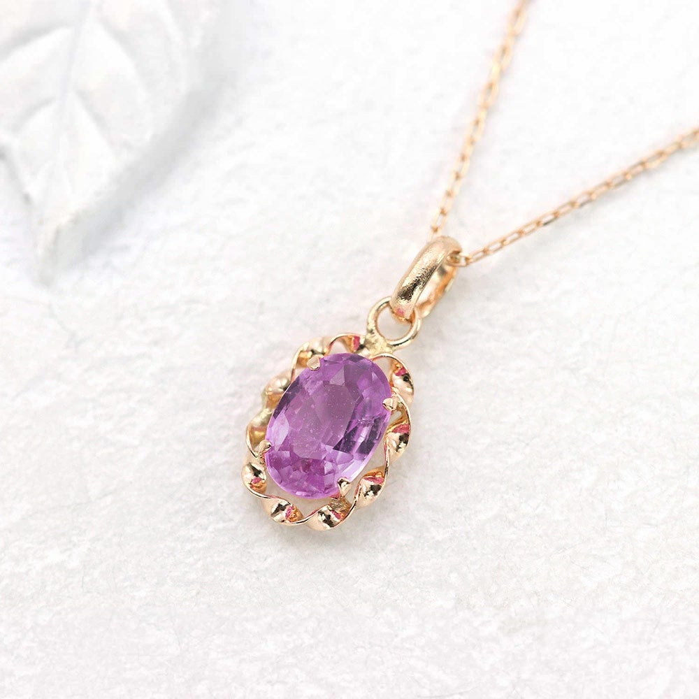 K18PG ピンクサファイア ネックレス 9月の誕生石_02