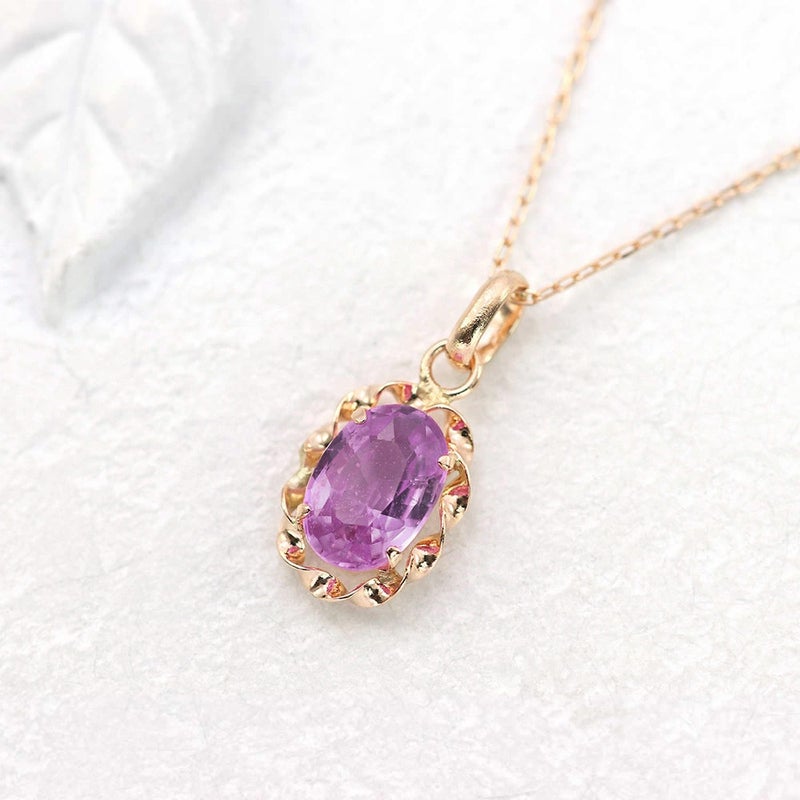 K18PG ピンクサファイア ネックレス 9月の誕生石_02