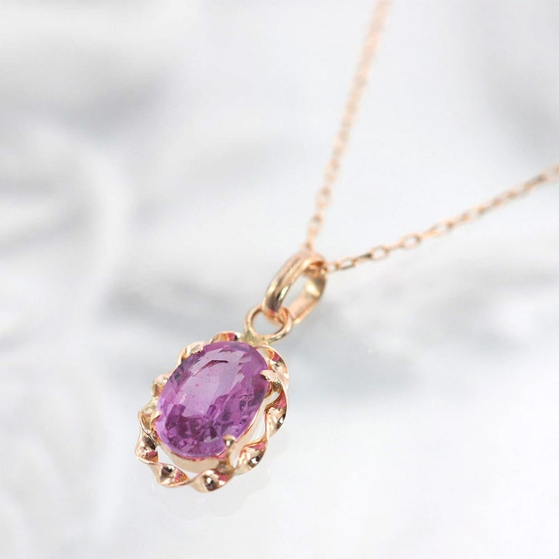 K18PG ピンクサファイア ネックレス 9月の誕生石_05