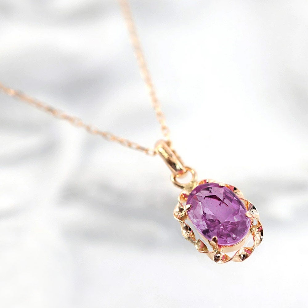 K18PG ピンクサファイア ネックレス 9月の誕生石_09
