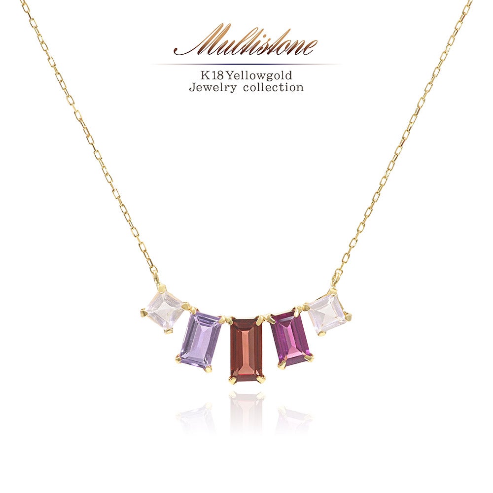 K18YG マルチストーン ネックレス_01