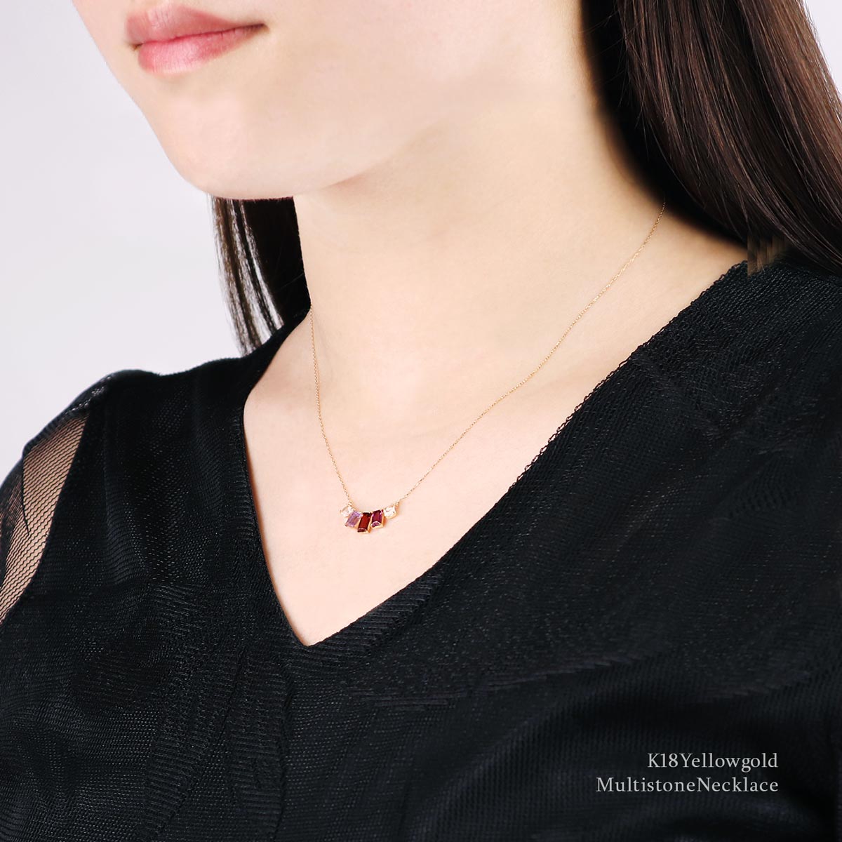 K18YG マルチストーン ネックレス_14