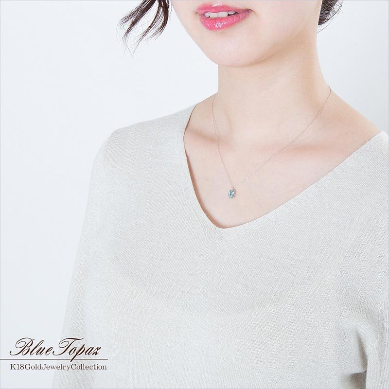 K18WG ブルートパーズ ネックレス 11月の誕生石_09