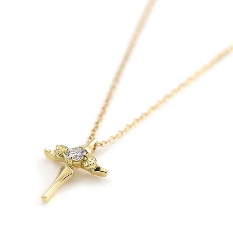 K18 心葉 ダイヤモンド 0.1ct 葵×クロスネックレス_04