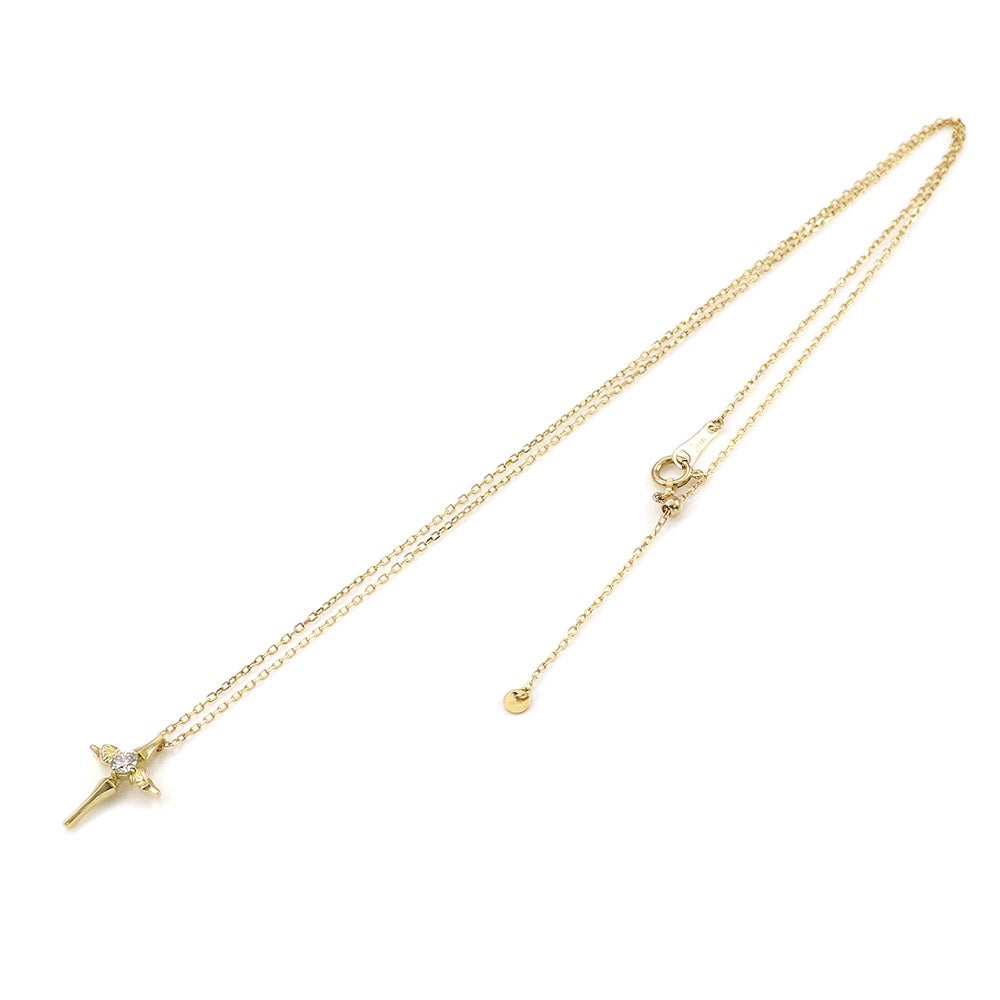 K18 心葉 ダイヤモンド 0.1ct 葵×クロスネックレス_12