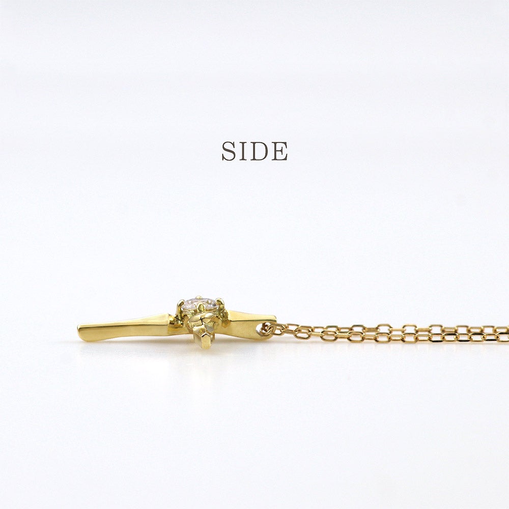 K18 心葉 ダイヤモンド 0.1ct 葵×クロスネックレス_13