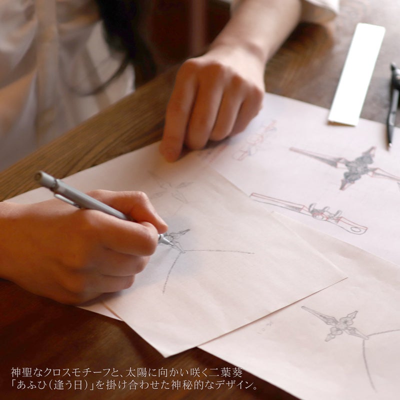 K18 心葉 ダイヤモンド 0.1ct 葵×クロスネックレス_18