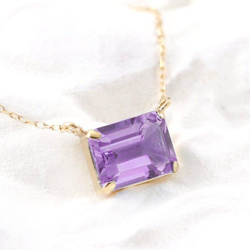 K18YG オクタゴンカット アメジストネックレス_09