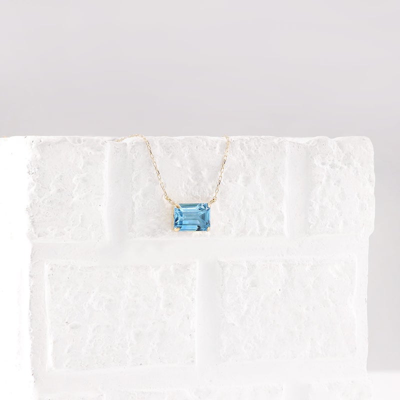 K18YG オクタゴンカット ブルートパーズネックレス 11月の誕生石_03