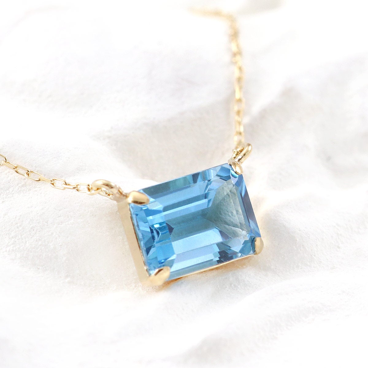 K18YG オクタゴンカット ブルートパーズネックレス 11月の誕生石_09