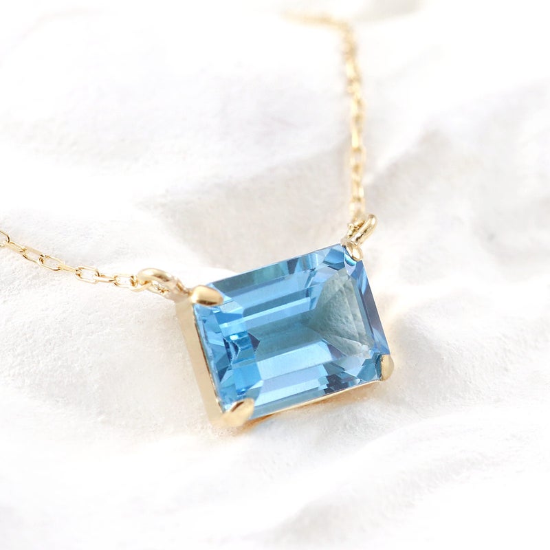 K18YG オクタゴンカット ブルートパーズネックレス 11月の誕生石_09