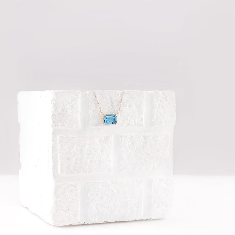 K18YG オクタゴンカット ブルートパーズネックレス 11月の誕生石_10