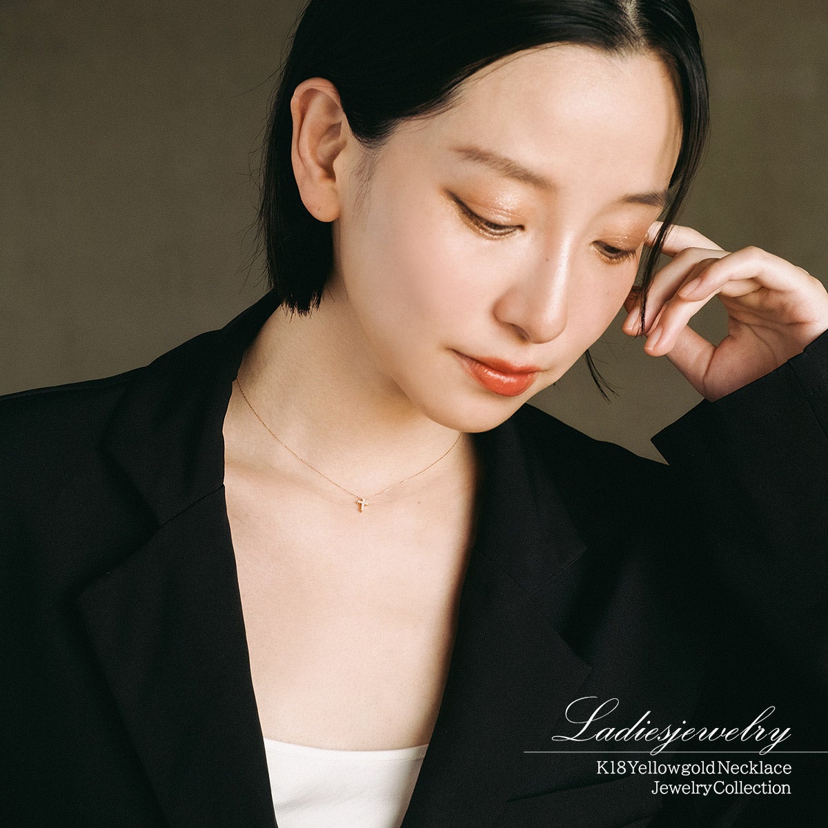 K18YG クロスモチーフ ダイヤモンドネックレス_12