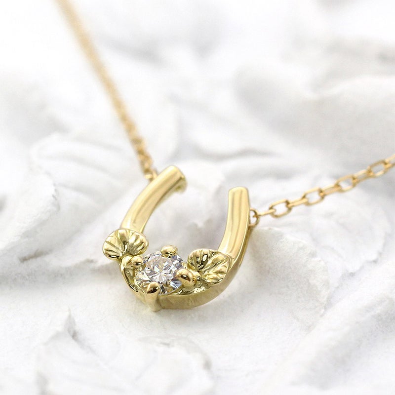 K18 心葉 ダイヤモンド 0.1ct 葵×馬蹄（ホースシュー）ネックレス_03
