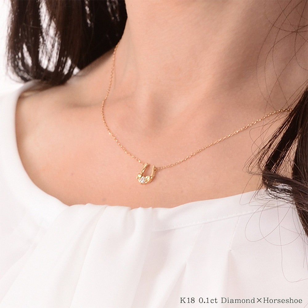 K18 心葉 ダイヤモンド 0.1ct 葵×馬蹄（ホースシュー）ネックレス_05