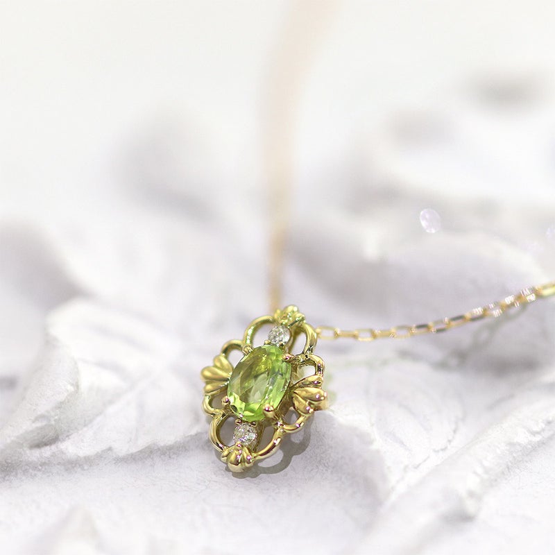 K18YG ペリドット＆ダイヤモンド ネックレス_09