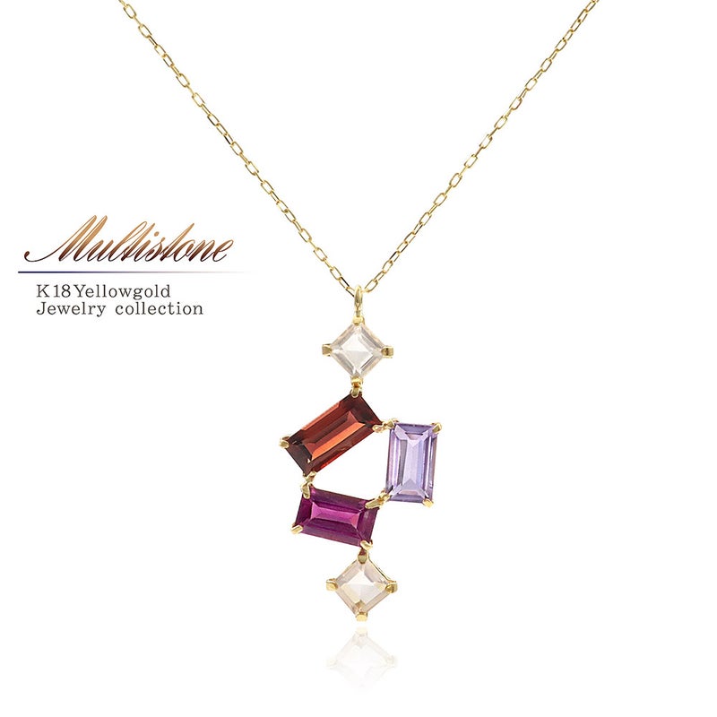 K18YG マルチストーン ネックレス_01