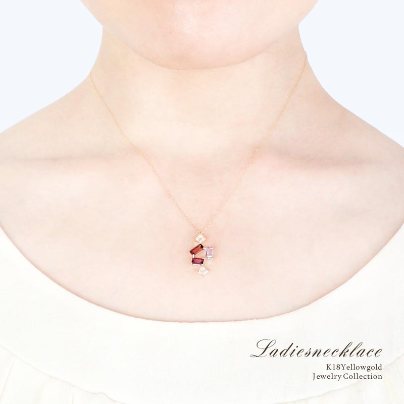 K18YG マルチストーン ネックレス_05
