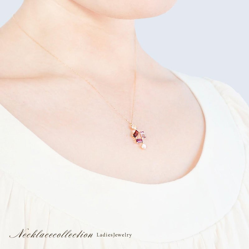 K18YG マルチストーン ネックレス_12