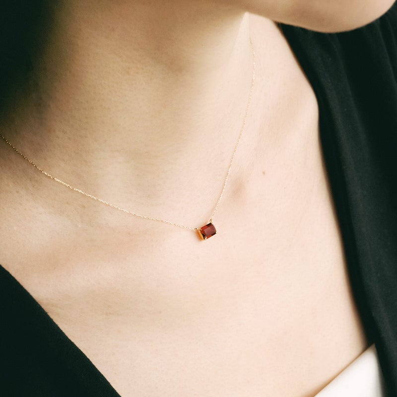 K18YG オクタゴンカット ガーネットネックレス_04