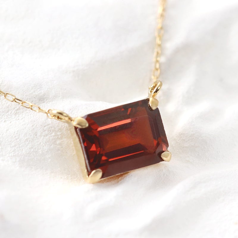 K18YG オクタゴンカット ガーネットネックレス_09