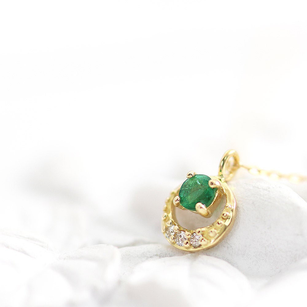 K18YG エメラルド＆ダイヤモンド ネックレス_12