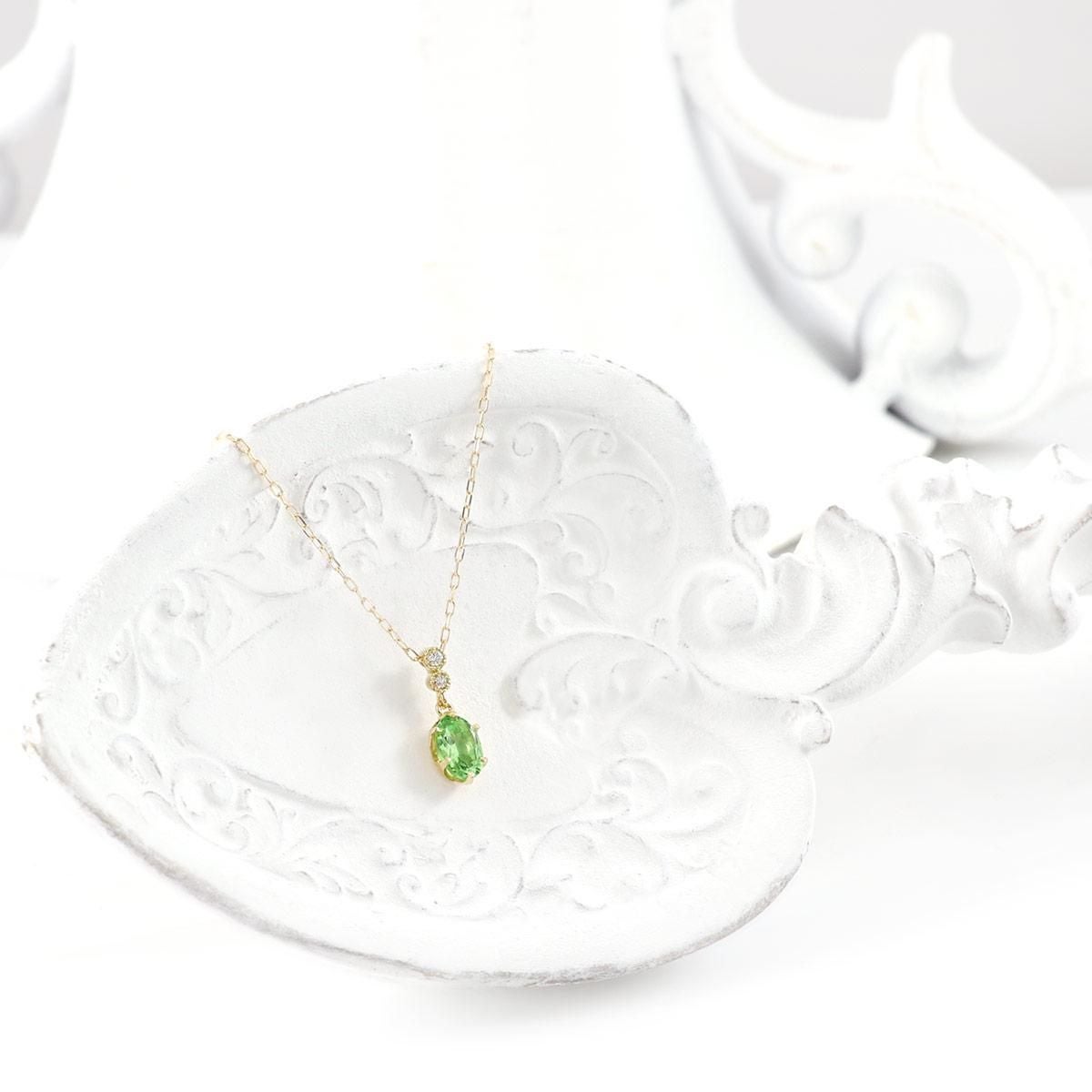 K18YG ダイヤモンド＆ミントガーネットネックレス_10