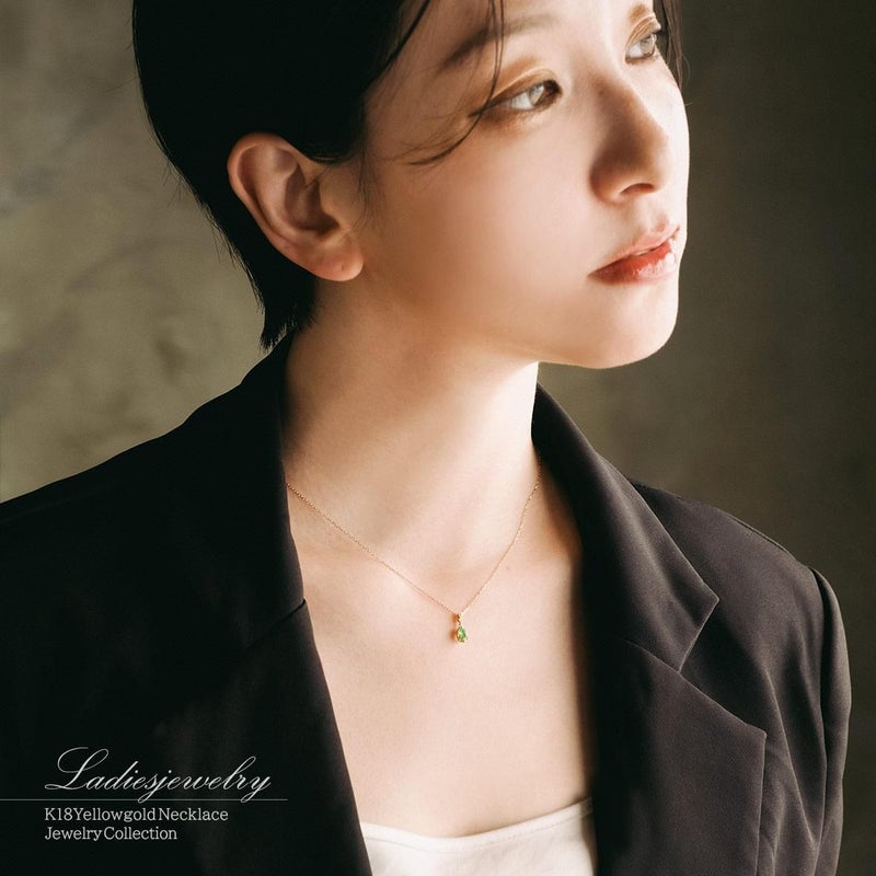 K18YG ダイヤモンド＆ミントガーネットネックレス_11