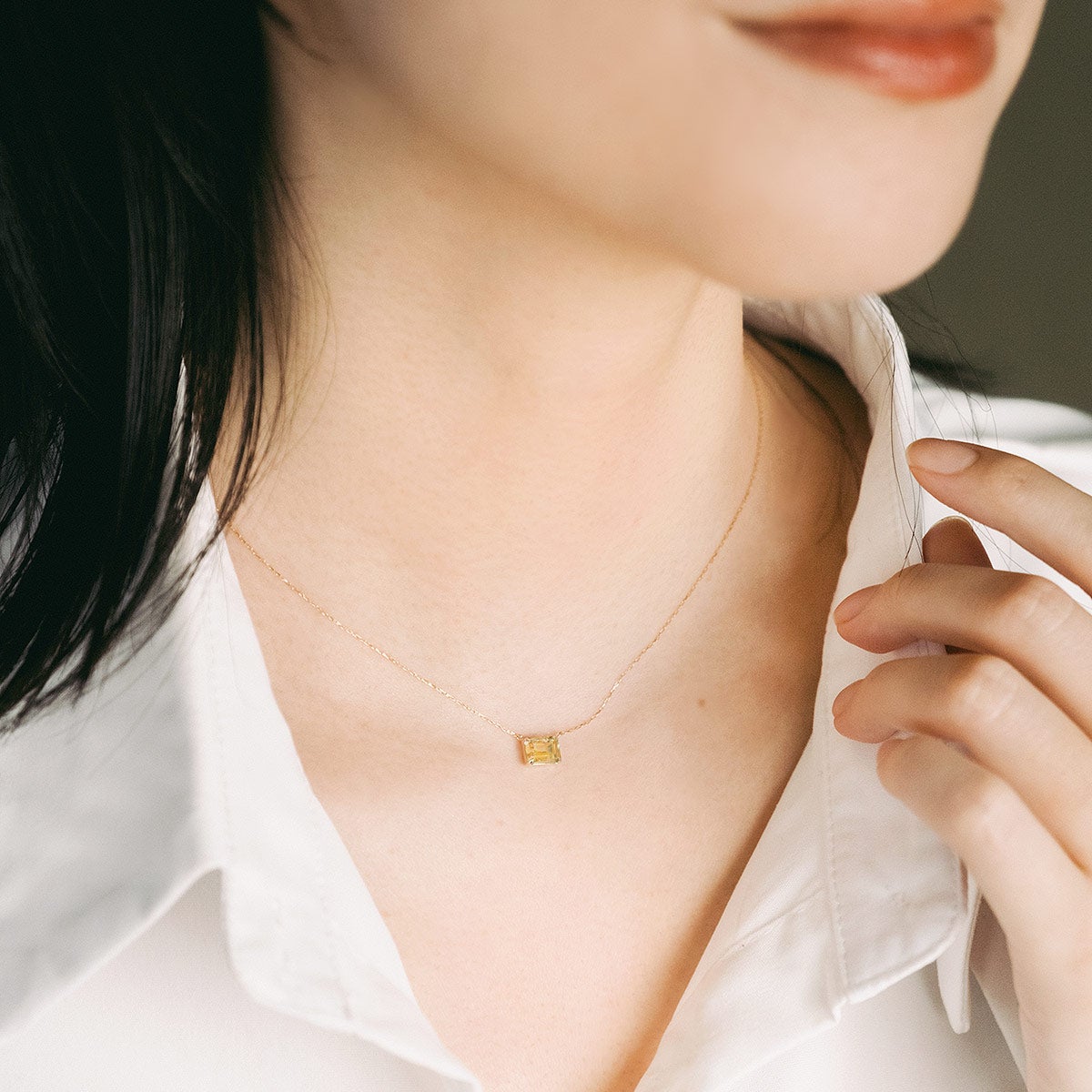 K18YG オクタゴンカット シトリンネックレス 11月の誕生石_04