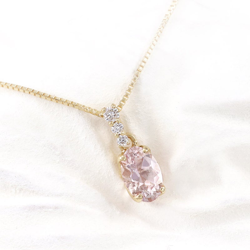 K18YG ダイヤモンド＆モルガナイト ネックレス_02