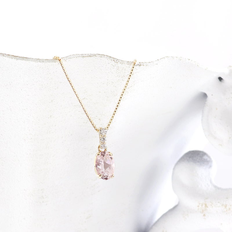 K18YG ダイヤモンド＆モルガナイト ネックレス_03