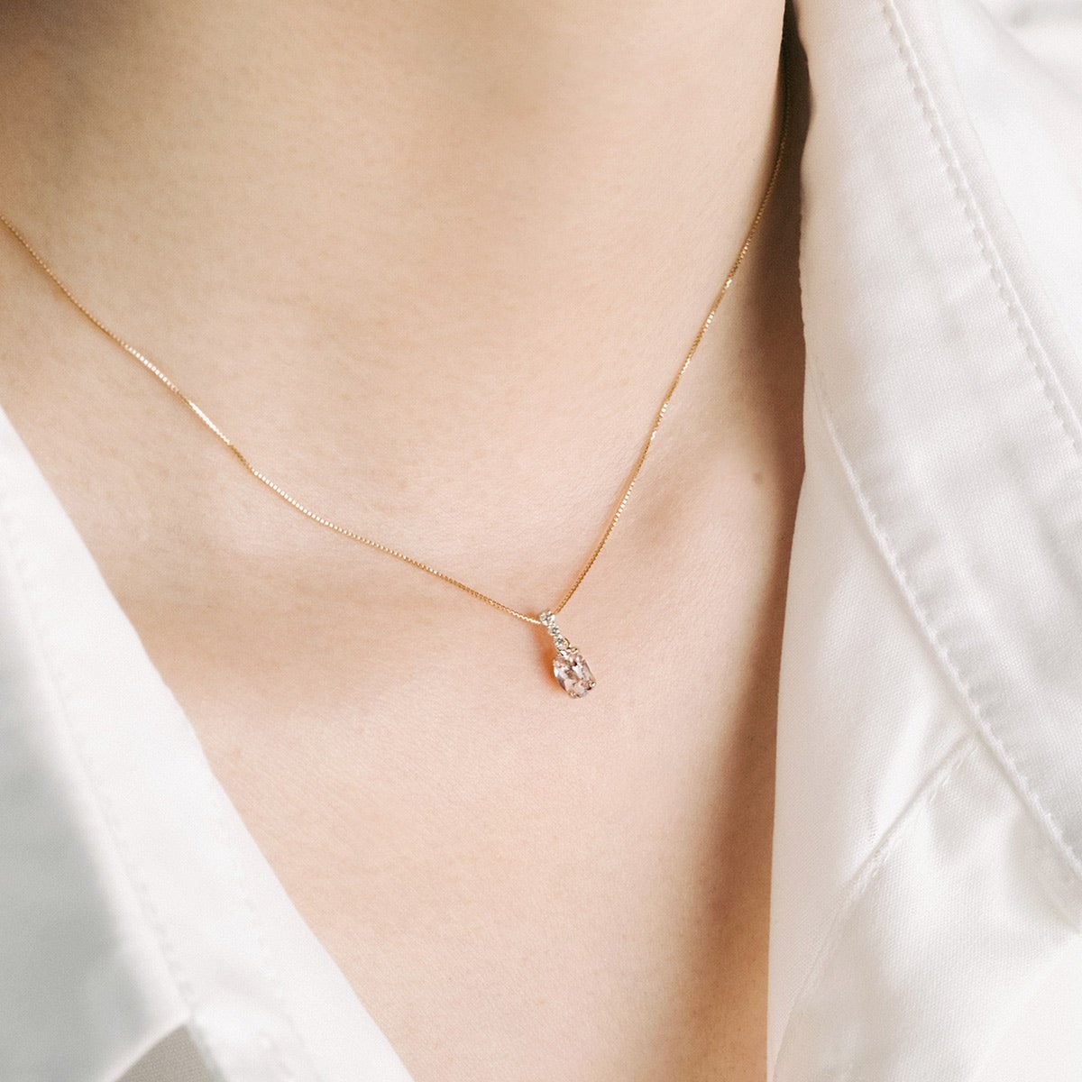 K18YG ダイヤモンド＆モルガナイト ネックレス_04