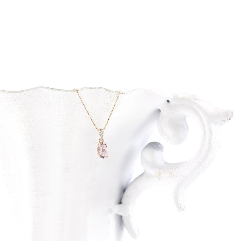 K18YG ダイヤモンド＆モルガナイト ネックレス_10