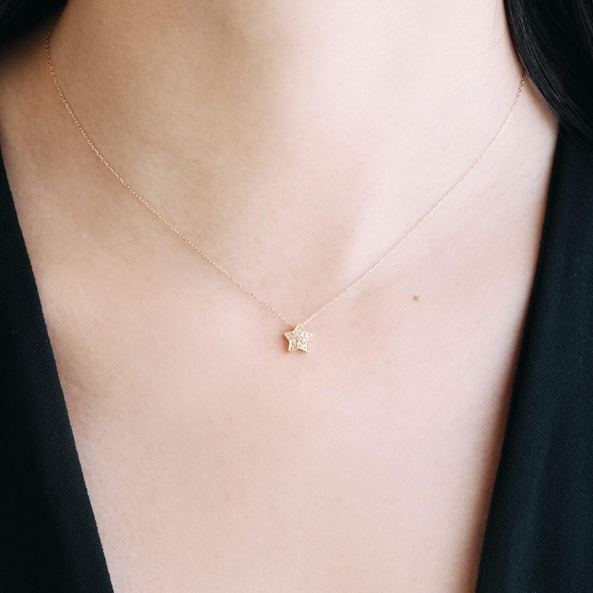 K18YG ダイヤモンド 星モチーフネックレス_04