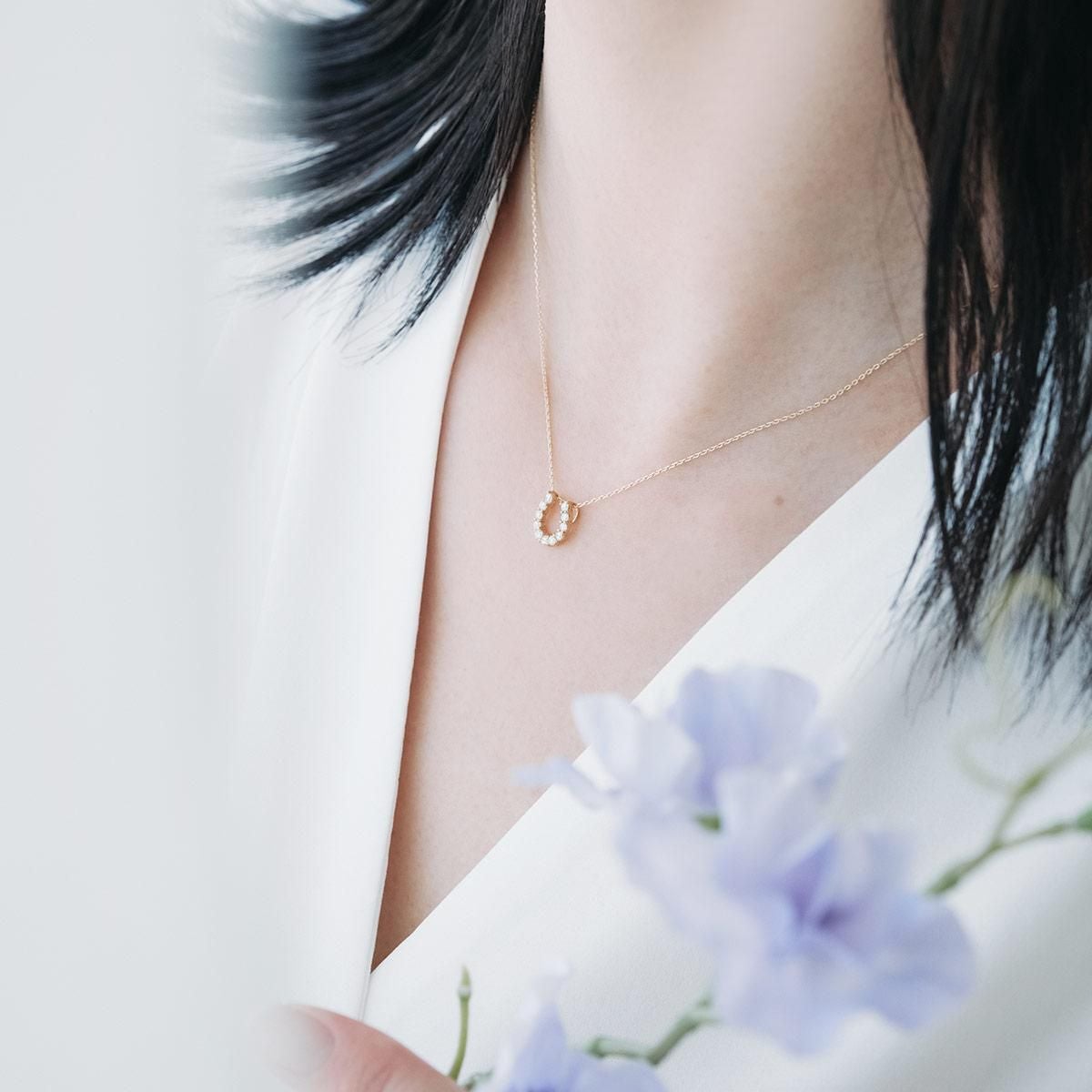 K18YG ダイヤモンド 馬蹄（ホースシュー）ネックレス_09