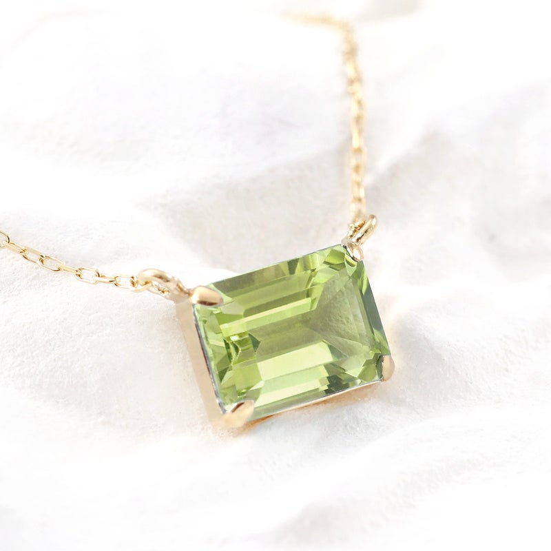 K18YG オクタゴンカット ペリドットネックレス_09