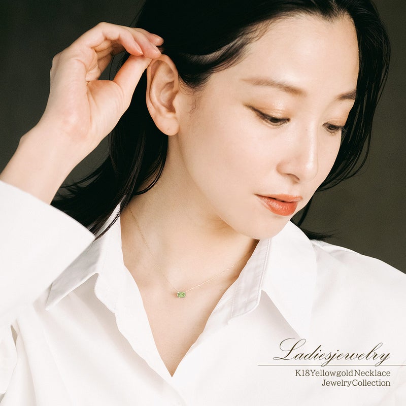 K18YG オクタゴンカット ペリドットネックレス_12