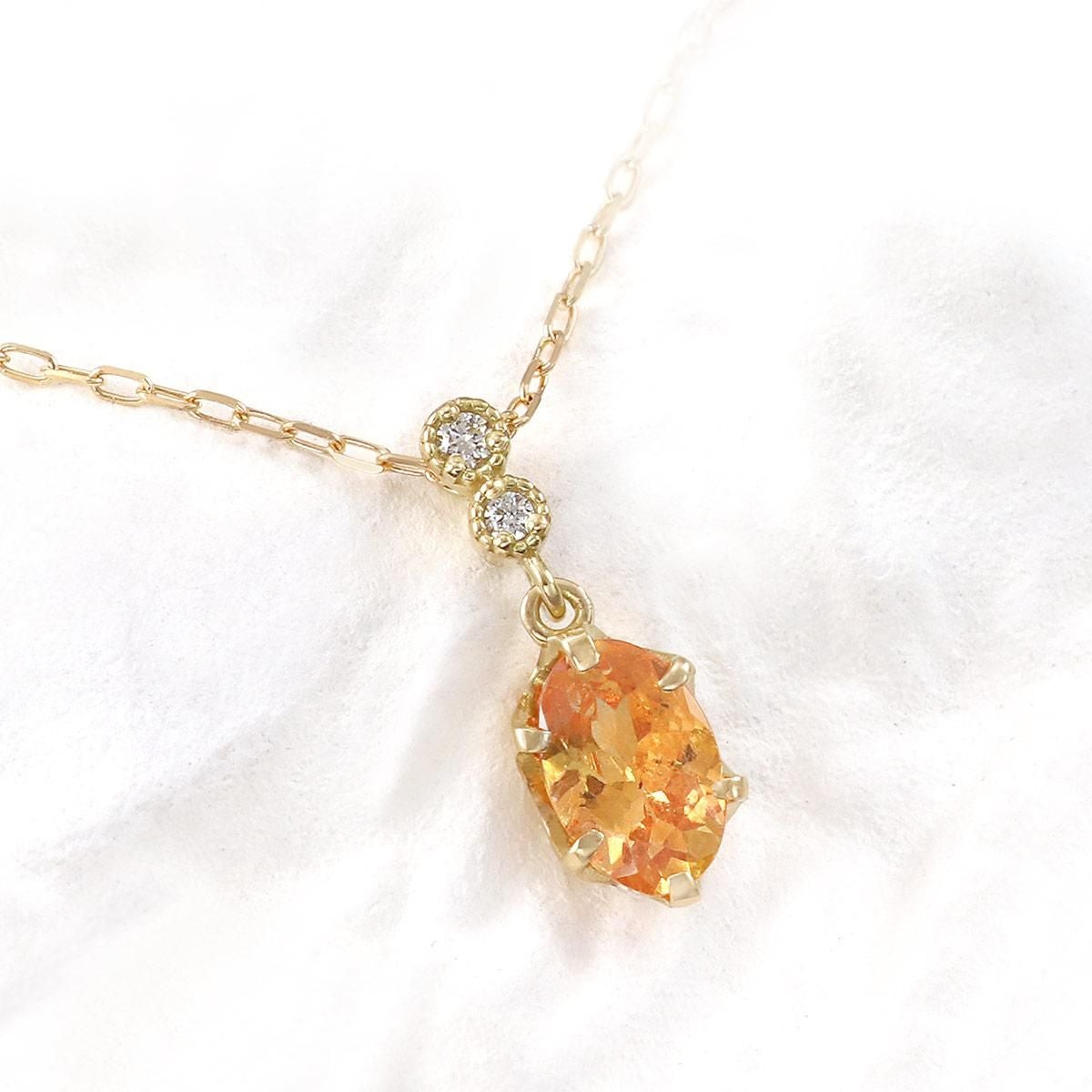 K18YG ダイヤモンド＆オレンジガーネットネックレス_02