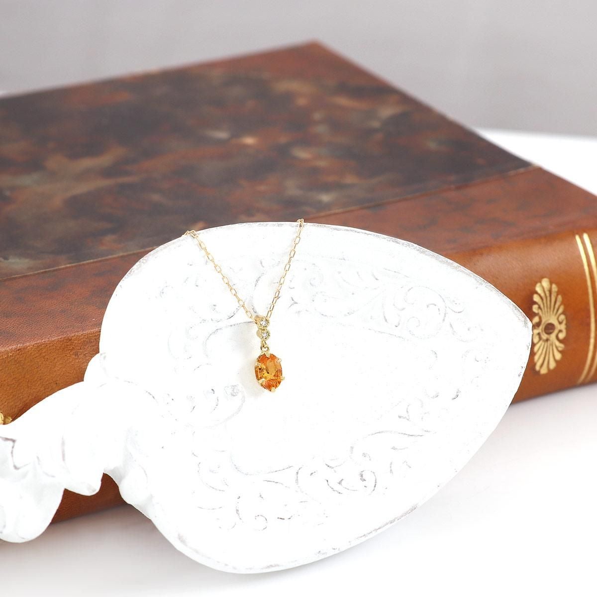 K18YG ダイヤモンド＆オレンジガーネットネックレス_10