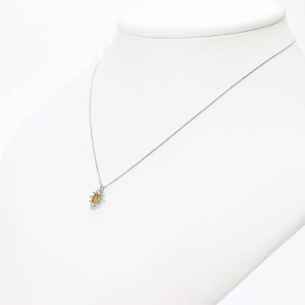 K18WG シトリン＆ダイヤモンド ネックレス 11月の誕生石_05