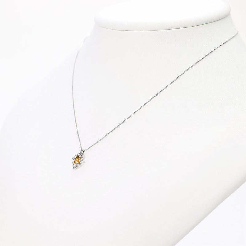 K18WG シトリン＆ダイヤモンド ネックレス 11月の誕生石_05
