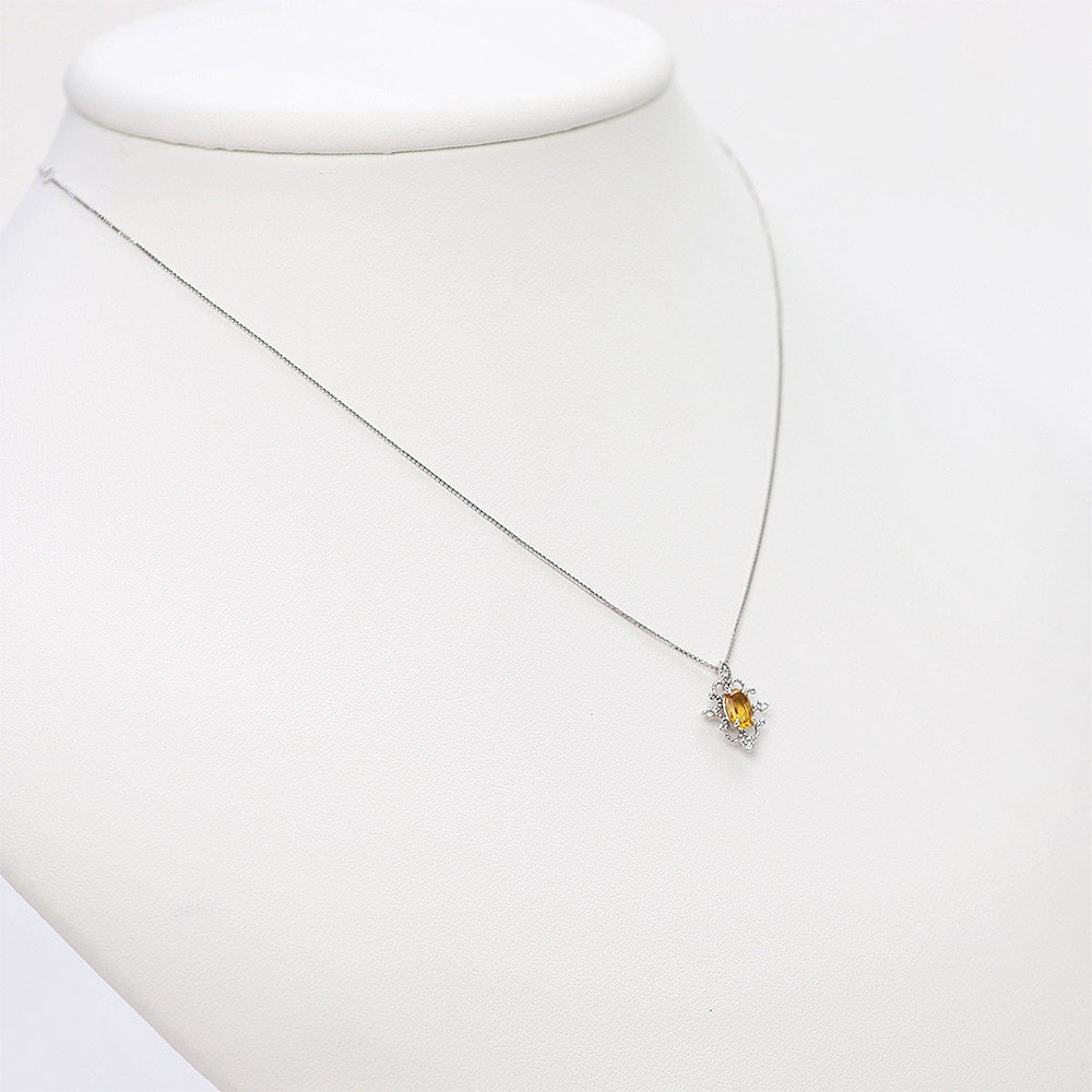 K18WG シトリン＆ダイヤモンド ネックレス 11月の誕生石_13