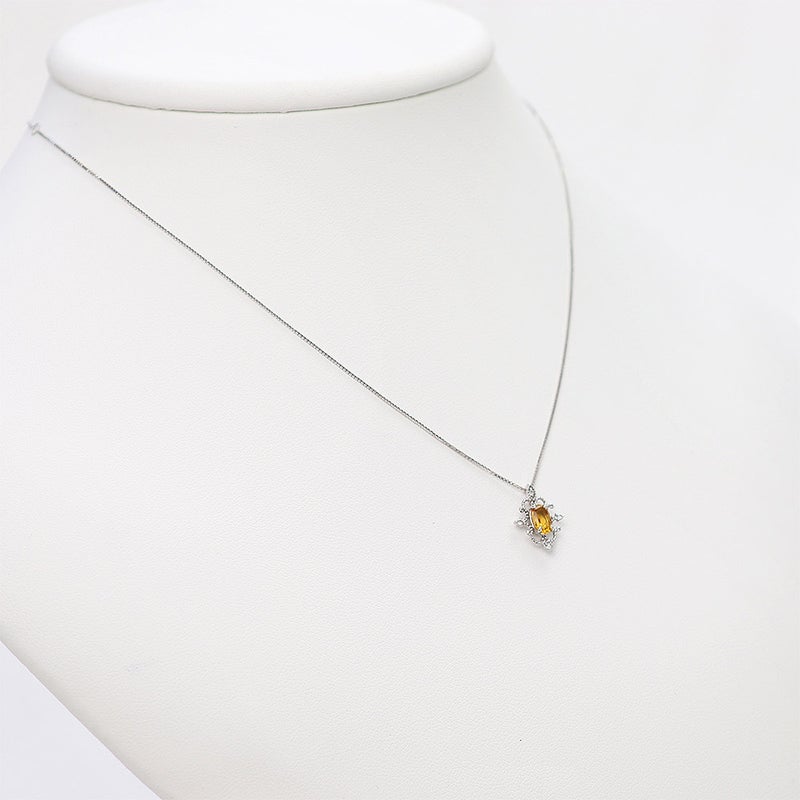 K18WG シトリン＆ダイヤモンド ネックレス 11月の誕生石_13