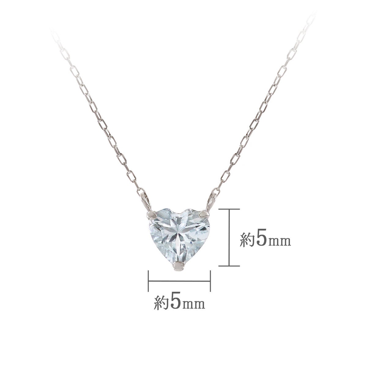 Pt900/Pt850 アクアマリン ハートネックレス_05